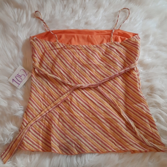 Striped Runched Bandeau Tie Back Charlotte Russe Top - Picture 6 of 8